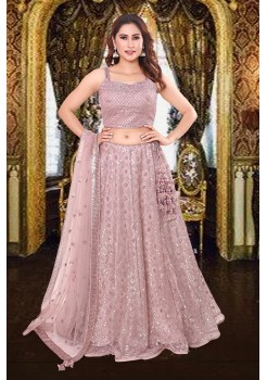 Light Lavender Fine Net, Georgette Lehenga 